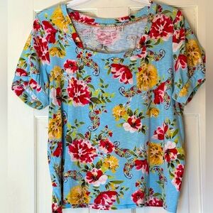Rafaella Floral Relaxed Short Sleeve Tee